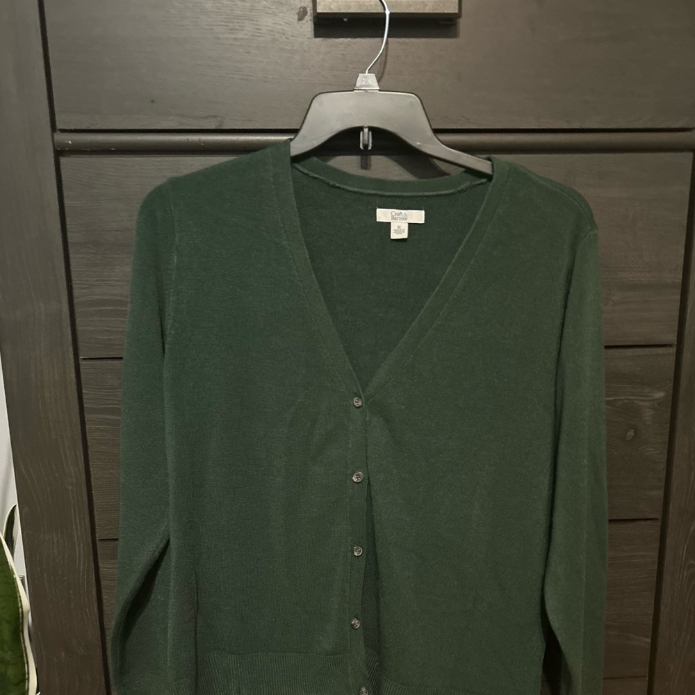 Croft & Barrow Dark Green V-Neck Cardigan